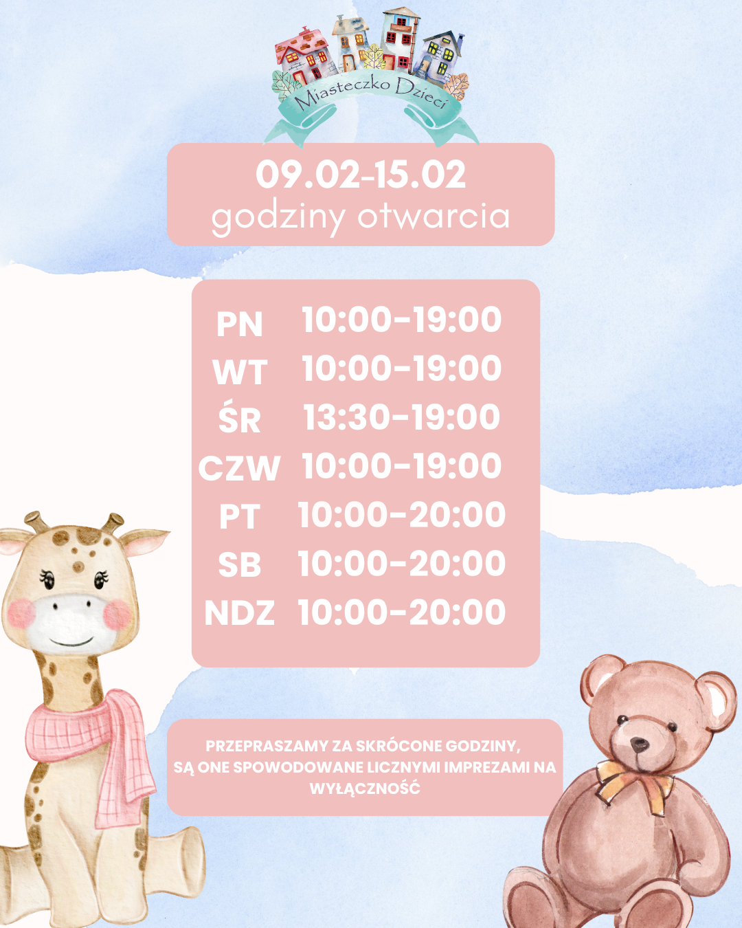 Miasteczko dzieci - godziny otwarcia