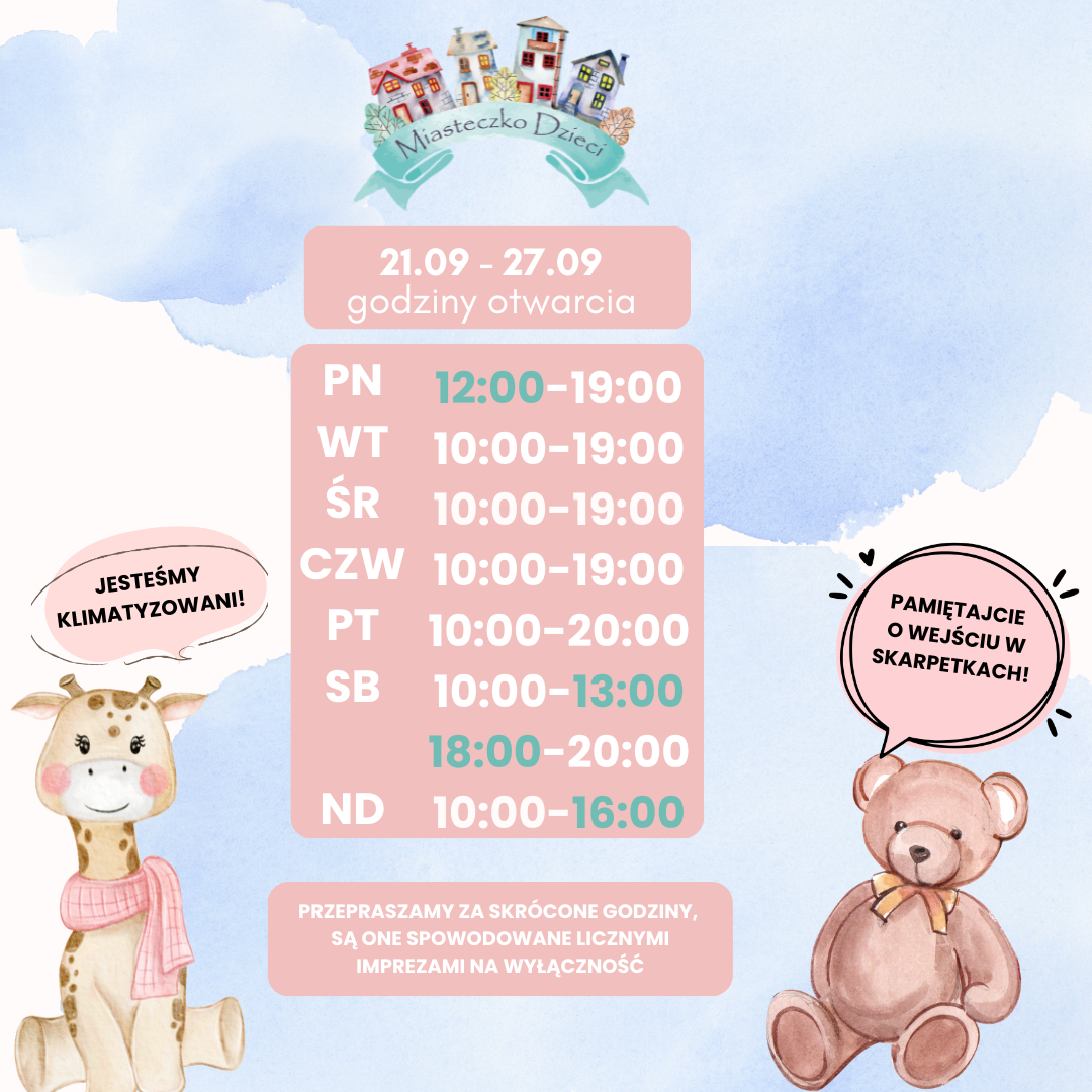 Miasteczko dzieci - godziny otwarcia